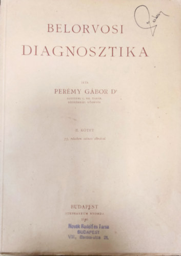 Libri Antikv R K Nyv Belorvosi Diagnosztika I Iii Per My G Bor Dr