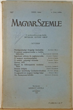 Bethlen Istv�n   (Szerk.) - Szekf� Gyula   (Szerk.) - Magyar Szemle 1937. XXXI. k�tet 2. (122.) sz�m okt�ber