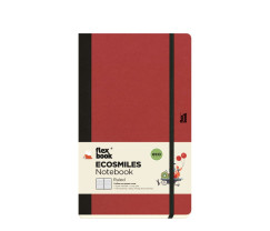 Flexbook Ecosmiles környezetbarát vonalas jegyzetfüzet cseresznyepiros, 13 × 21 cm, növényi rostos papírborítóval