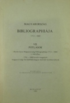 Petrich Gza - Magyarorszg bibliogrfija VII. - Ptlsok