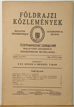 Földrajzi közlemények 1948. évfolyam LXXVI. kötet