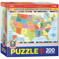 Térkép az Egyesült Államokról, 200 db-os gyermek puzzle (EUROGRAPHICS, 6200-0651)