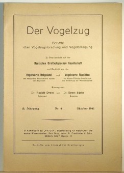 Dr. Rudolf Drost   (Szerk.) - Dr. Ernst Schz   (Szerk.) - Der Vogelzug -  12. Jahrgang/4 (1941 Oktober)