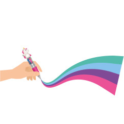 Unikornis, mini négyszínű golyóstoll (LEGAMI - STATIONERY, kék/zöld/lila/pink)