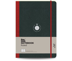 Flexbook Flex Global vonalas jegyzetfüzet piros, 17 × 24 cm, belső zsebbel és gumipánttal