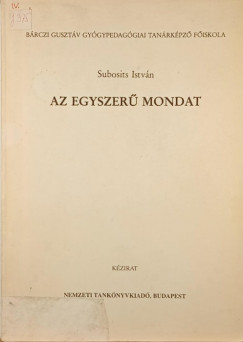 Subosits Istv�n - Az egyszer� mondat