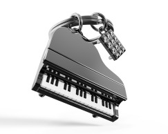 Zongora sz�kkel, fekete - Kulcstart�