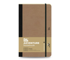 Flexbook Adventure vonalas jegyzetfüzet tevebarna, 13 × 21 cm, műbőr borítóval, belső zsebbel és könyvjelzővel