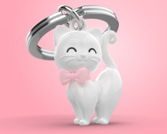 Cica, feh�r/r�zsasz�n - Kulcstart�