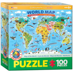 Illusztrált világtérkép 100 db-os gyermek puzzle (EUROGRAPHICS, 6100-5554)