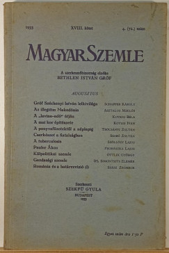 Bethlen István (Szerk.) - Szekfű Gyula (Szerk.) - Magyar Szemle 1933. XVIII. kötet 4. (72.) szám augusztus