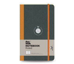 Flexbook Flex Global vonalas jegyzetfüzet narancssárga, 13 × 21 cm, belső zsebbel és gumipánttal