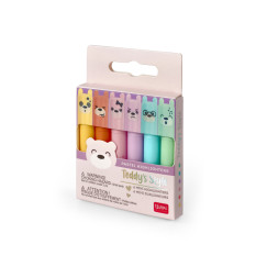 Maci alakú mini szövegkiemelő, 6 spasztellszín/szett (LEGAMI - STATIONERY)