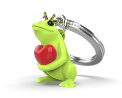 Béka, zöld/piros - Kulcstartó