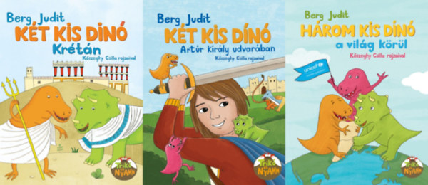 3 db K�t kis din� mesek�nyv: K�t kis din� Kr�t�n + K�t kis din� Art�r kir�ly udvar�ban + H�rom kis din� a vil�g k�r�l (a K�t kis din� sorozat 4., 7. �s 9. r�sze)