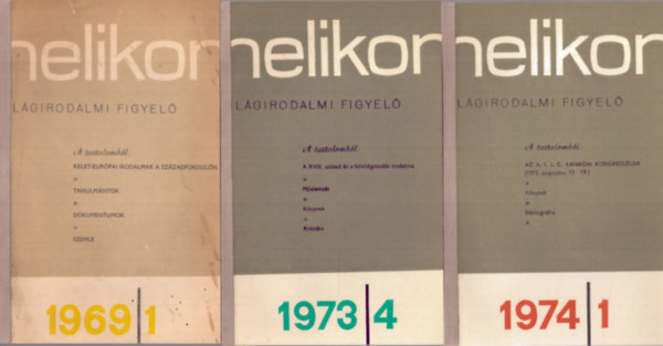 3 db Helikon Irodalmi Figyel: 1969/1. + 1973/4. + 1974/1.