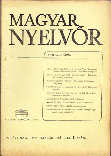 Magyar Nyelvr 1969/1-4. szm (teljes vfolyam)