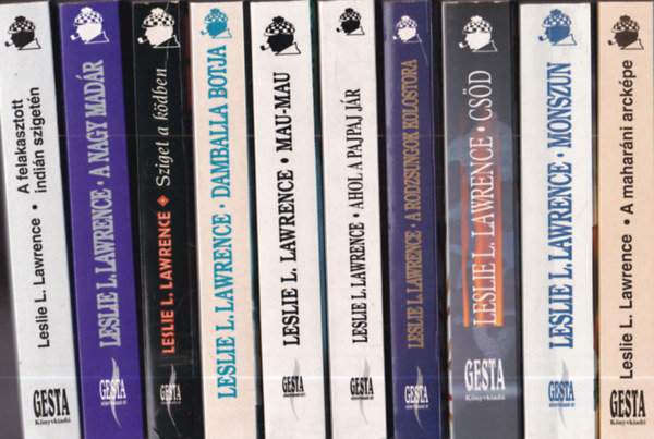 10 db. L�rincz L. L�szl� m�: A felakasztott indi�n + A nagy mad�r + Sziget a k�dben + Damballa botja + Mau-mau + Ahol a pajpaj j�r + A rodzsungok kolostora + Cs�d + Monszun + A mahar�ni arck�pe