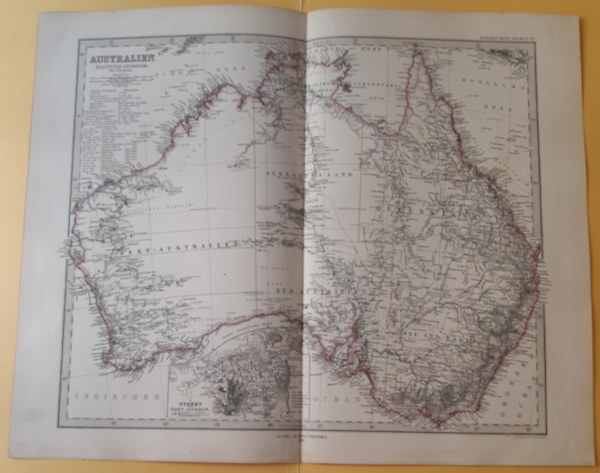 Australien Stieler's Hand-Atlas No. 73, 1 : 10.000.000 (ca. 47 x 38 cm) t�rk�p
