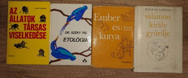 4 etolgival kapcsoolatos knyv: Az llatok trsas viselkedse, Etolgia, Salamon kirly gyrje, Ember s kutya