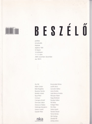 Beszl - Politikai s kulturlis folyirat - 2009. november-december