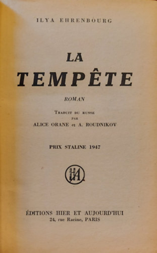 la tempete (A vihar francia nyelv regny)