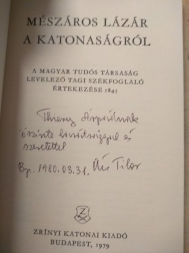 M�sz�ros L�z�r a katonas�gr�l