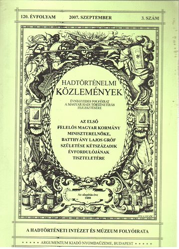 Hadtrtnelmi Kzlemnyek 120. vfolyam (2007) 3. szm