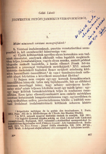 Jegyzetek Petfi jambikus versformirl (dediklt)