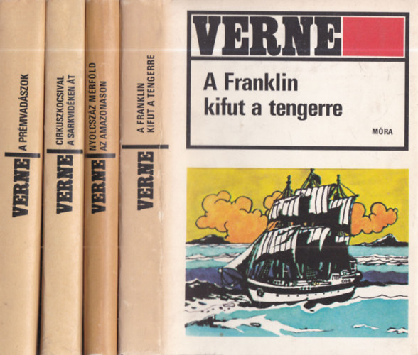 4 db. Verne Gyula m�: A pr�mvad�szok + Cirkuszkocsival a sarkvid�ken �t + Nyolcsz�z m�rf�ld az Amazonason + A Franklin kifut a tengerre