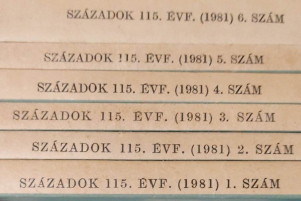 Szzadok 1981/1-6. (A Magyar Trtnelmi Trsulat kzlnye)