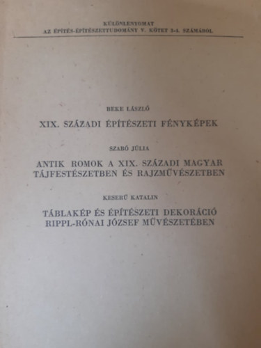 XIX. szzadi ptszeti fnykpek - Antik romok a XIX. szzadi magyar tjfestszetben s rajzmvszetben - Tblakp s ptszeti dekorci Rippl-Rnai Jzsef mvszetben