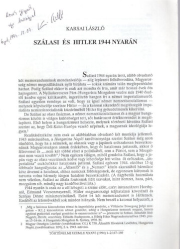 Szlasi s Hitler 1944 nyarn - dediklt - klnlenyomat