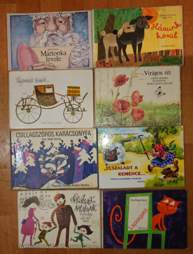 8 klasszikus leporell�: S�t�lunk, s�t�lunk, Lapozgat�, "Elszaladt a kemence...", Csillagsz�r�s kar�csonyfa, Vir�gos r�t, R�gim�di hint�k, M�rtonka levele, H�zunk k�r�l