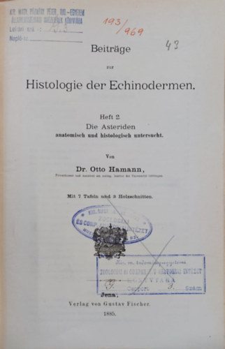 Histologie der Echinodermen (Tsksbrek szvettana nmet nyelven)