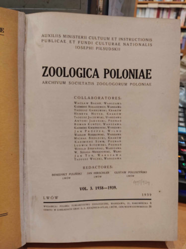 Zoologica Poloniae - Archivum Societatis Zoologorum Poloniae Vol. 3. 1938-1939., Lww