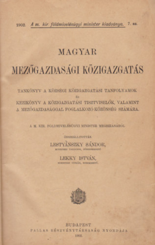 Magyar mez�gazdas�gi k�zigazgat�s