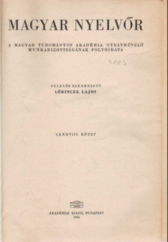 Magyar nyelvr 1964 vi teljes vfolyam (egybektve )