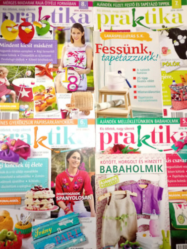 4 db. Praktika Magazin - 2014.máj. - 5. szám, 2014.jún. 6. szám, 2014.júl. 7. szám, 2014.aug. 8. szám (szabás-varrás-kötés-hobby-lakásdivat-kézimunka)
