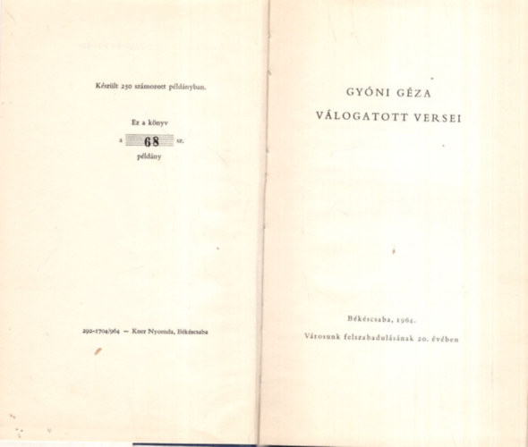 Gy�ni G�za - Gy�ni G�za v�logatott versei