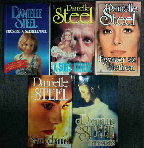 (5db) Danielle Steel k�nyvcsomag: Er�sebb a szeretetn�l / A sors kereke / Egyszer az �letben / Sz�vdobban�s / Eml�kez�s