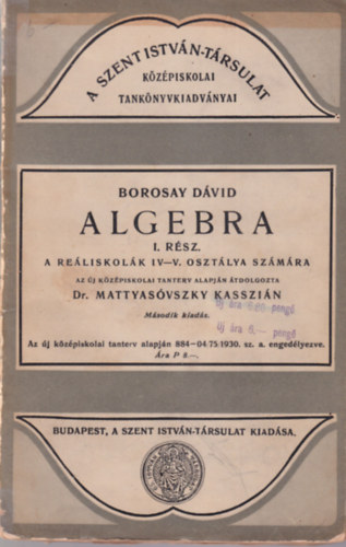 Algebra I. rsz A reliskolk IV-V. osztlya szmra