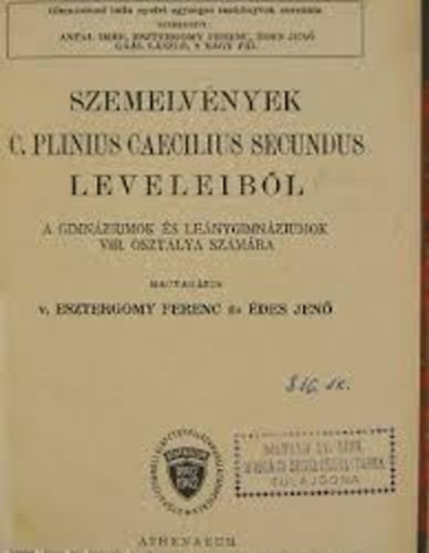 Szemelvnyek C. Plinius Caecilius Secundus leveleibl