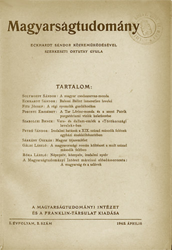 Magyarsgtudomny - I. vfolyam, 2.szm - 1942. prilis