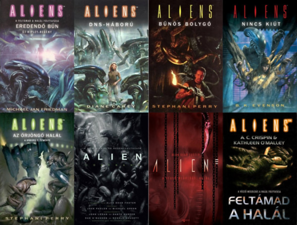 8 db Alien k�nyv: A v�gs� megold�s: Hal�l + Felt�mad a Hal�l + Alien: Covenant + Eredend� b�n + DNS-h�bor� + B�n�s bolyg� + Nincs ki�t + Az �rj�ng� hal�l (Az Alien 3., 4. r�sze + az Alien: Covenant 1. r�sze + az Al