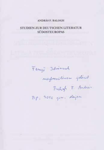 Studien zur deutschen Literatur Sdosteuropas (Dediklt)