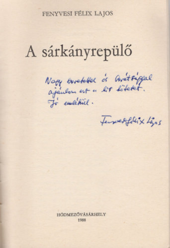 Fenyvesi Flix Lajos - A srknyrepl- dediklt - vers