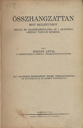 sszhangzattan mint mellktrgy iskolai s magnhasznlatra az I. Akadmiai osztly tanuli szmra