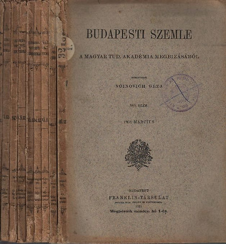Budapesti Szemle 9 db. lapsz�m (640, 642, 643, 644, 645, 646, 647, 648, 649. sz�mok)