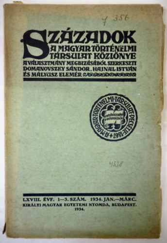 Domanovszky - Hajnal - Mlyusz - Szzadok, 1934. Janur - Mrcius